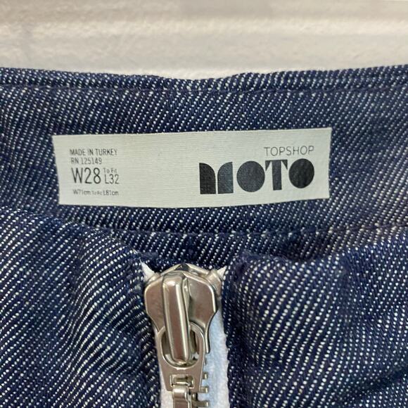 Top Shop Moto Exposed Front Zipper Tailored Cropped Wide Leg Jeans Sz 28 - Picture 4 of 6